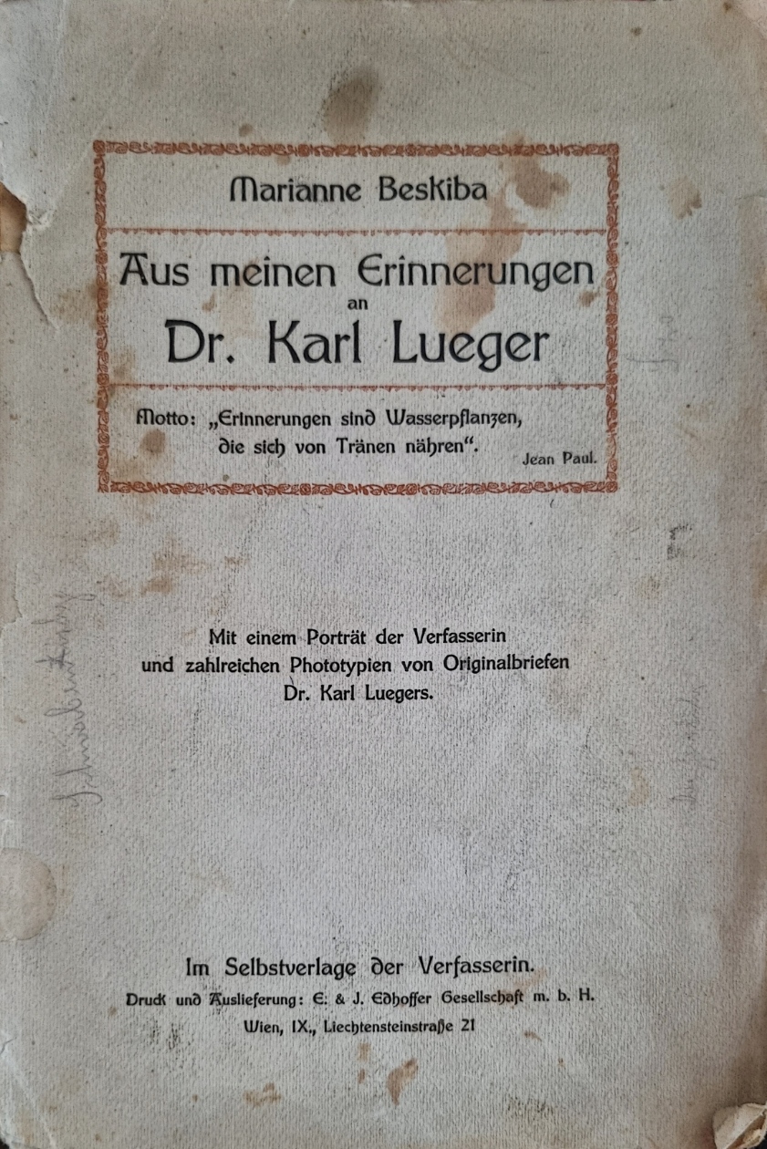 Beskiba, Aus meinen Erinnerungen. Dr. Karl Lueger, Cover.jpg