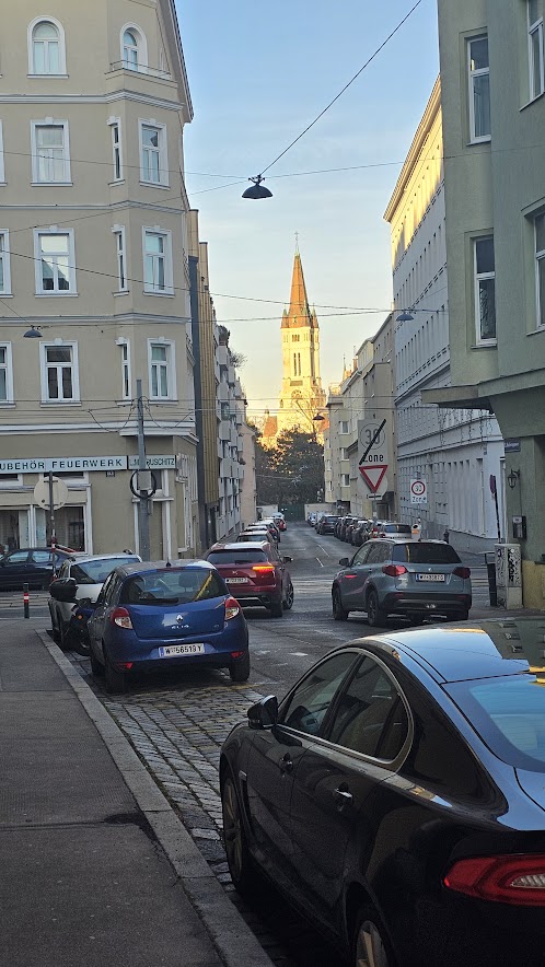 Blick Richtung Herz Jesu Kirche