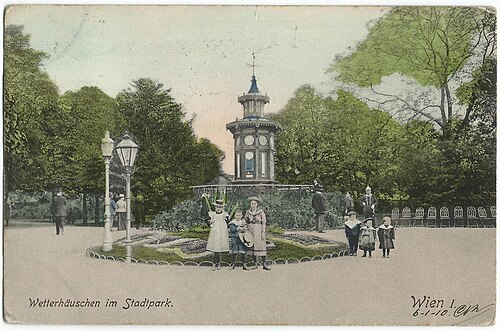 Wetterhäuschen mit Weltuhr im Stadtpark, 1907
