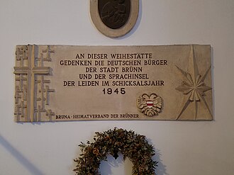 Gedenktafel: Brünner Gedenkstätte 1945