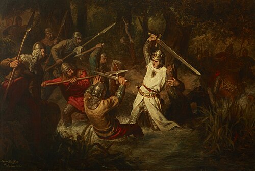 Leopold Löffler - Rudolf I. in der Schlacht auf dem Marchfeld