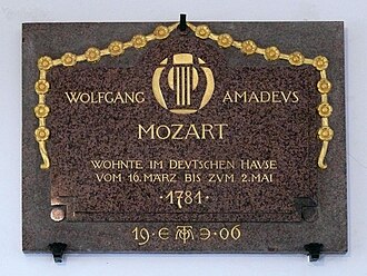 Gedenktafel: Wolfgang Amadeus Mozart – Deutsches Haus