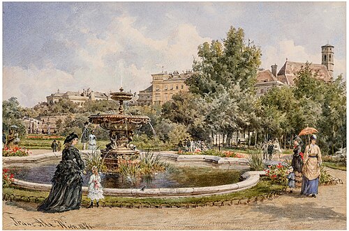Franz Alt Sonntagsspaziergang im Volksgarten in Wien 1871.jpg